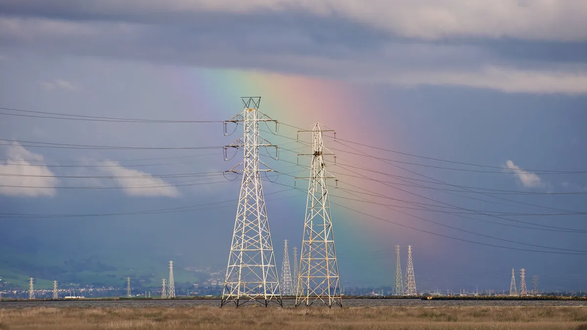 Rainbow and Power Lines at the Palo Alto Baylands