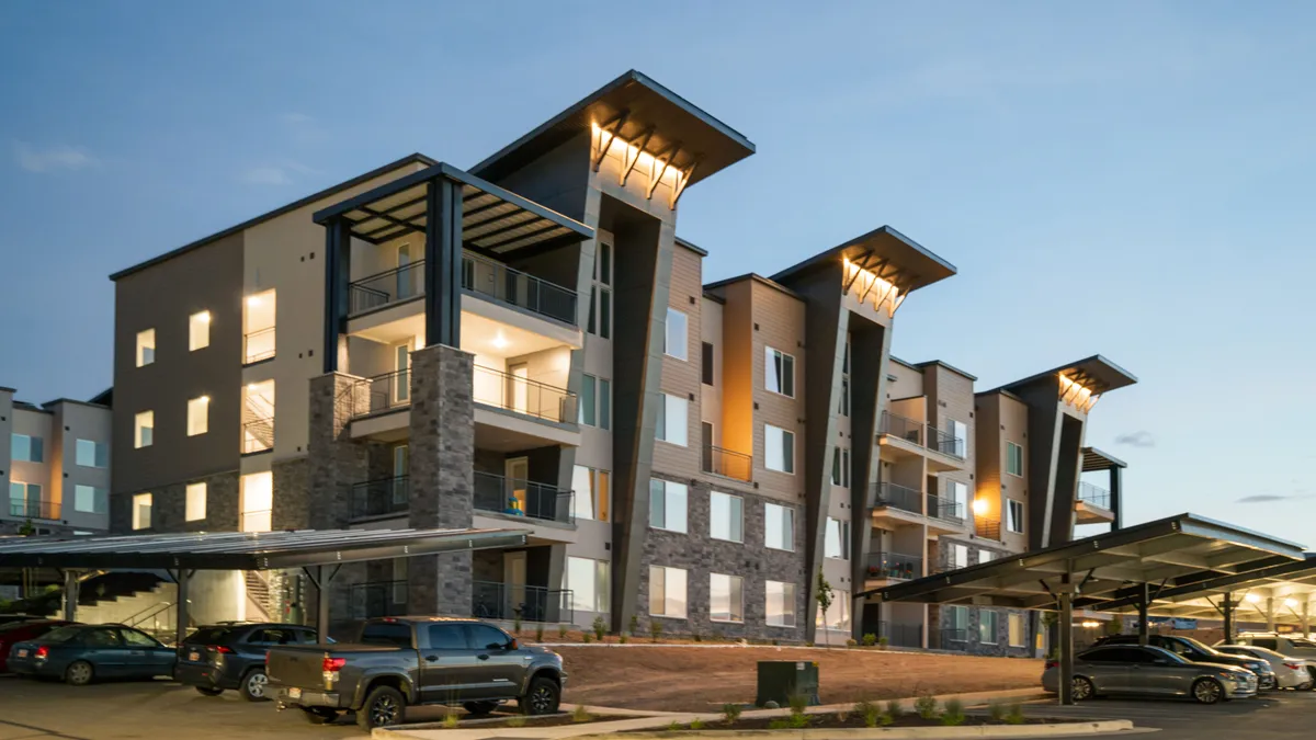 One of the buildings of the Soleil Lofts apartment complex in Herriman, Utah